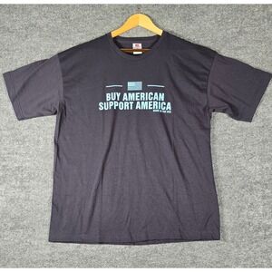BAYSIDE Buy American Support America Graphic T Shirt Mens‎ XL Made in USA Navy